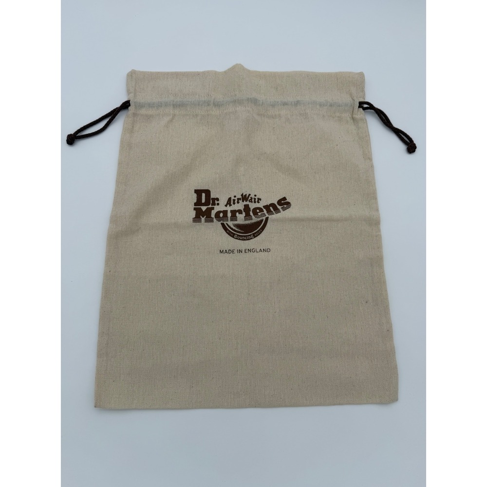 Dr. Martens Canvas Drawstring Dust Bag Made in England Cream Brown Logo Storage